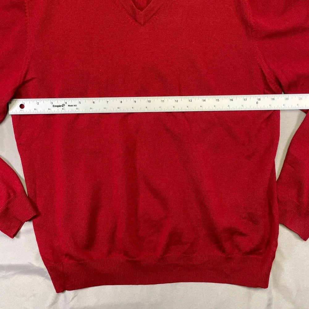 Brooks‎ Brothers 346 Mens Red Merino Wool Blend V-Neck Sweater Size M